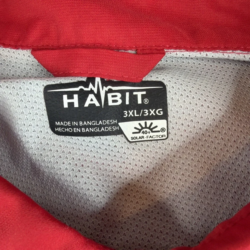 Habit Mens 3XL Red Fishing Shirt Solar Factor Short Sleeve Vented Outdoor